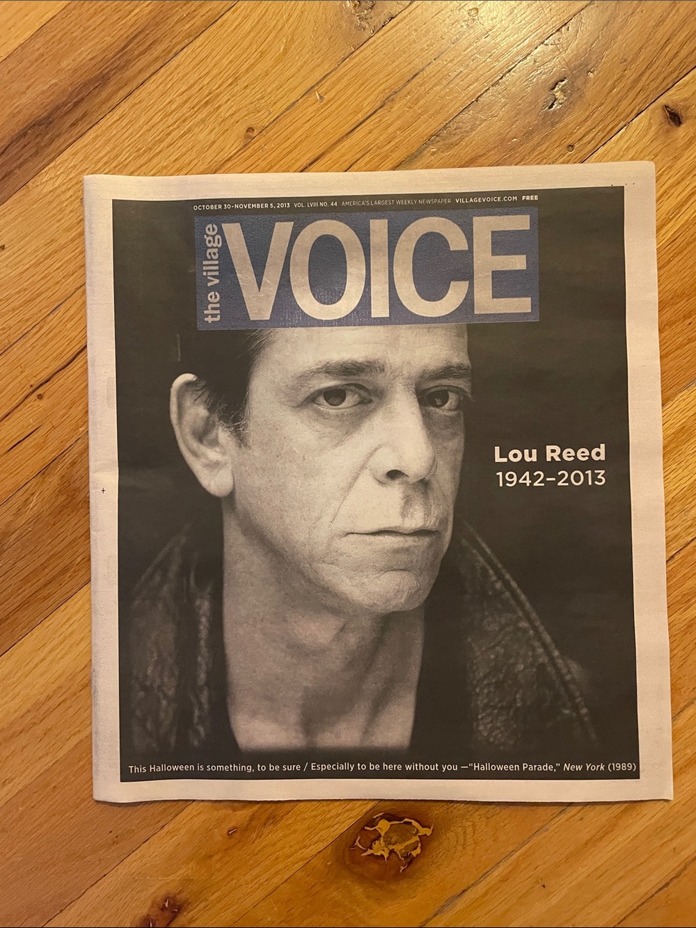 The Village Voice newspaper, memorial issue published for musician Lou Reed 2013